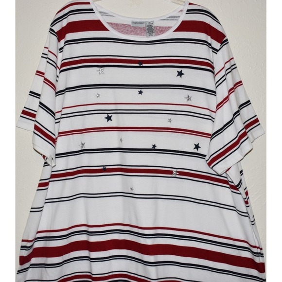 Cabin Creek 5X Short Slv Top  Stars Stripes Red White Blue 100% Cotton Pullover - Picture 3 of 16